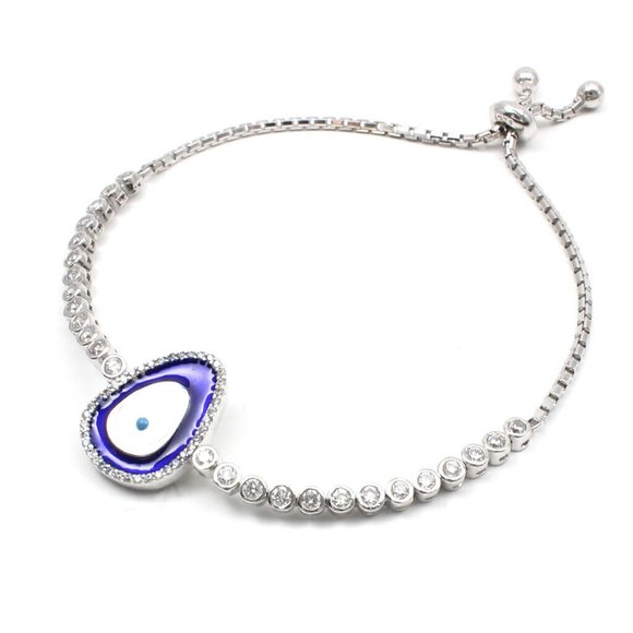 DARK BLUE ENAMEL EVIL EYE BRACELET - Picture 2 of 3